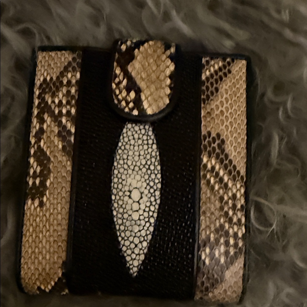 Rare* Genuine & Authentic Signed and Stamped Shagreen+Snake Skin KissLock Wallet
